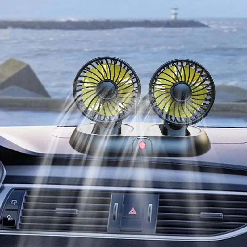 

USB Car Fan Double Head Cooler For Dashboard Electric 3-Speed Double Head Low Noise Strong Dashboard Cooling Fans