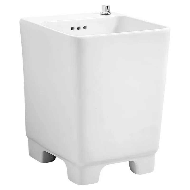 Ceramic household balcony basin four-legged side row bathroom drain mop pool Taiwan-controlled floor bucket