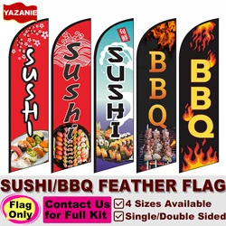 Custom Sushi Feather Flag 8FT/11FT/13FT Single Double Sided Outdoor Advertising Banner BBQ Restaurant Beach Shop Swooper Flag