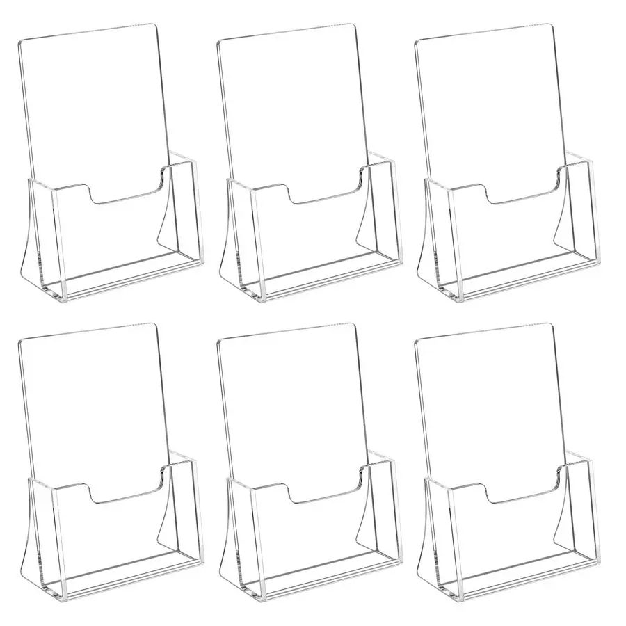 

Держатель для брошюр 8,5 x 5,5 дюймов, акриловый держатель для флаеров (6 штук в упаковке), пластиковые подставки для демонстрации журналов, буклетов, литературы.