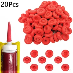 20 unids/lote, boquillas de pistola de calafateo rojas, tapa de ahorro de calafateo, sellador de masilla, ahorro, tubo de calafateo abierto para sellar y conservar