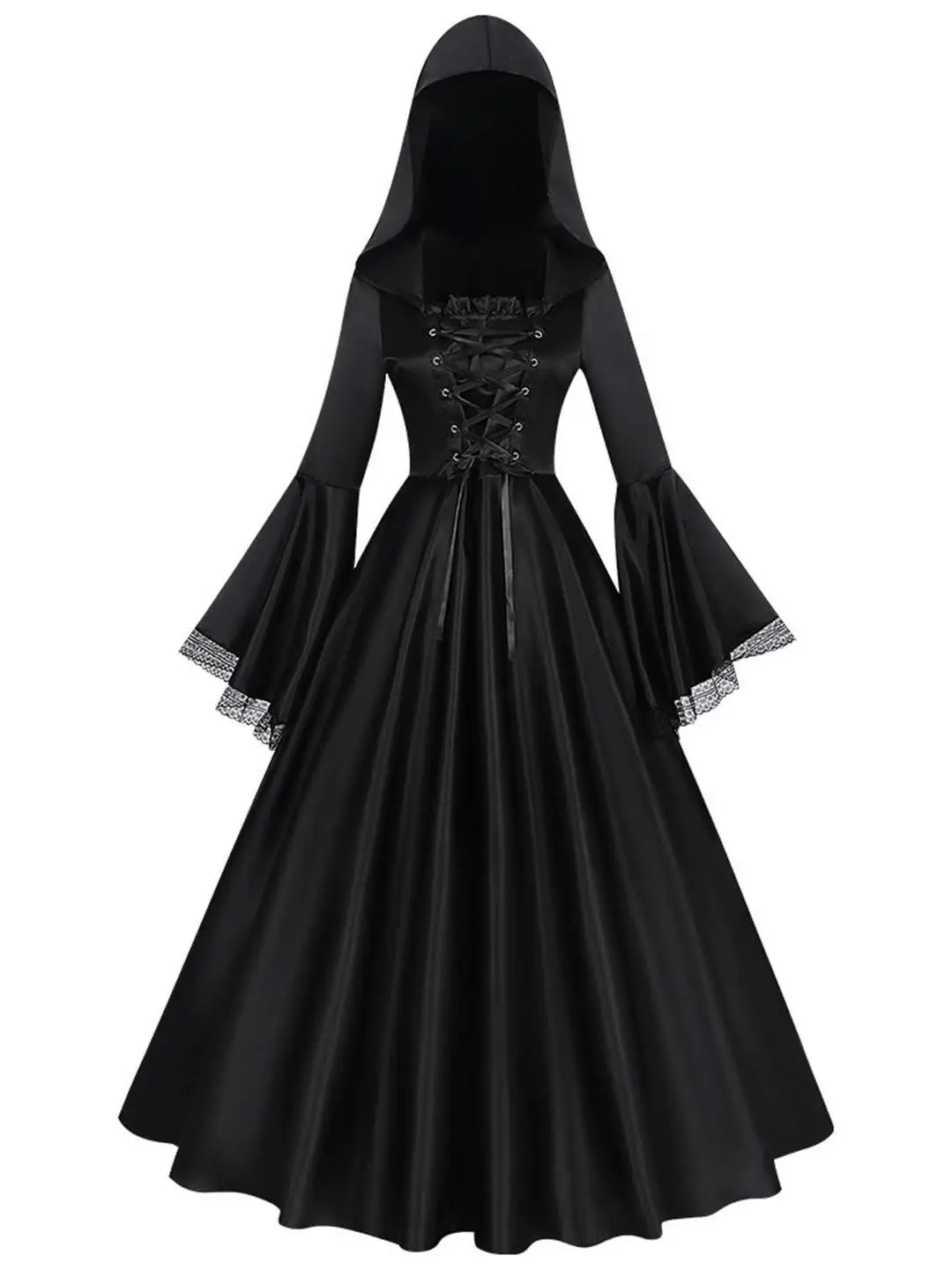 Jupe longue gothique de sorcière médiévale k, avec chapeau, danse Renaissance, loween, Costume de scène ethnique Dr pour femmes