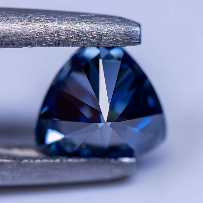 Moissanite Diamond Primary Color Royal Blue Trillyon Cut Lab Created Gemstone for DIY Charm Jewelry Making  with GRA Certificate