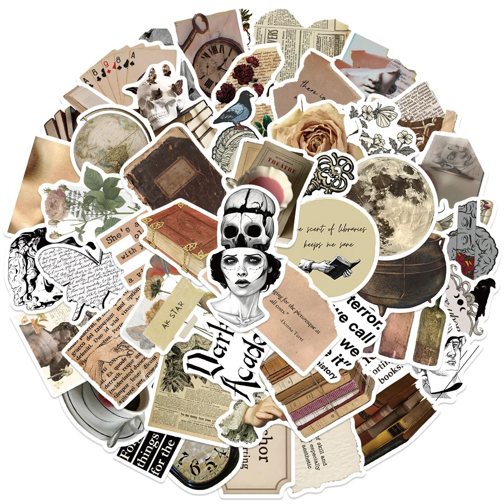 

10/30/50pcs Retro Dark Aesthetic Art Stickers Vintage Graffiti Decals Decoration DIY Skateboard Notebook Phone Sticker Wholesale