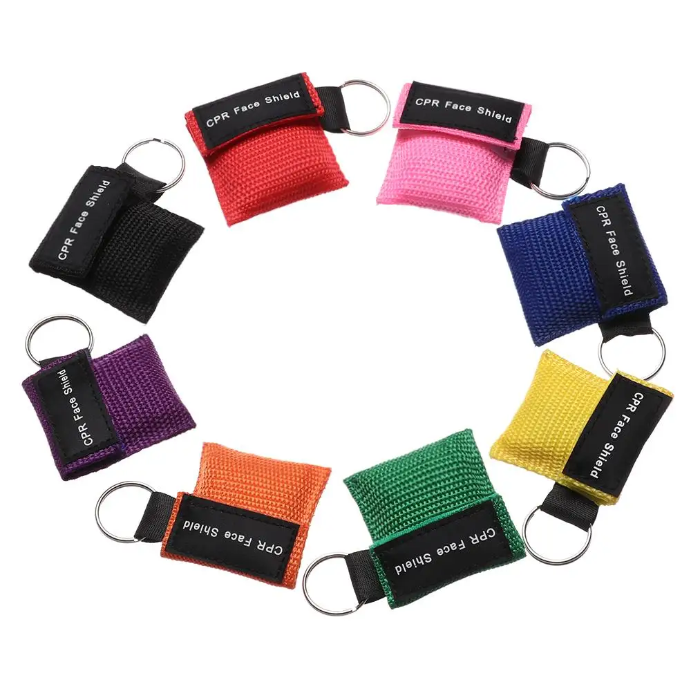 LLavero de 8 Uds., herramientas de cuidado de la salud, protector facial desechable de bolsillo, máscara de resucitador CPR, ayuda de emergencia, respiración Artificial