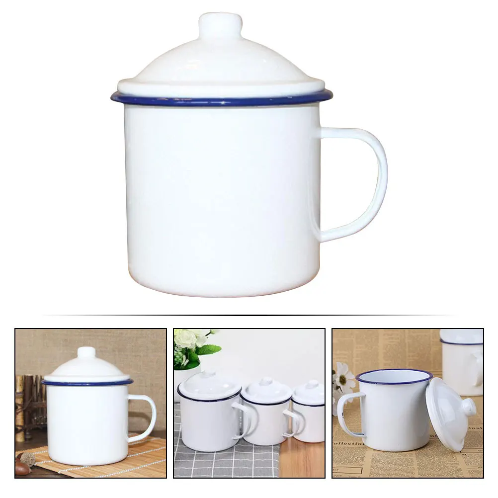 

Retro Enamel Water Cup Ergonomic Handle Design for Hot Cold Drinks Portable Picnic Camping Mug Exquisite Small Enamel Wine Cup