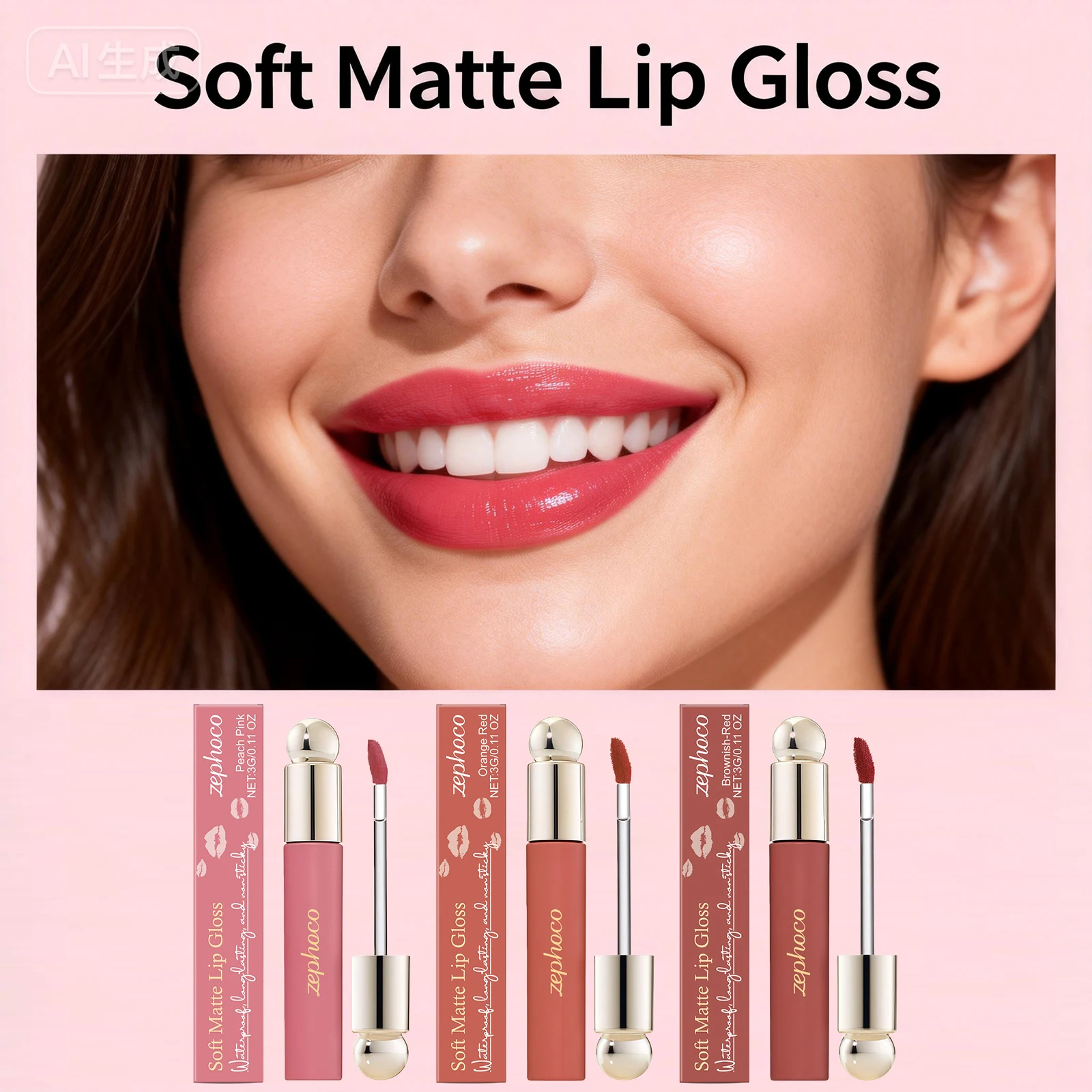 

Soft Matte Lip Gloss Long-Lasting Non-fading Waterproof Rich Cololr Nourishing Brownish Red / Orange-Red Lips Tint Lip Makeup