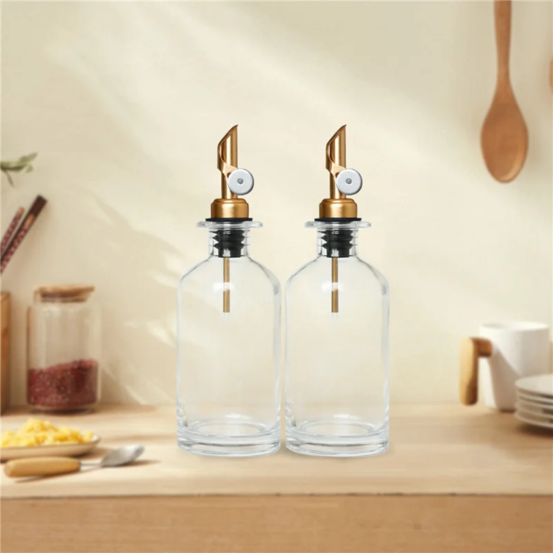 Vertedores de acero inoxidable con peso AB46, boquilla dispensadora de aceite de oliva con tapa automática, caños para verter vinagre balsámico, 8 Uds.