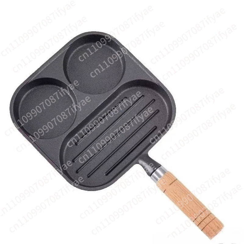 3-in-1 cast iron omelette steak frying pan omelette pan flat bottom non-stick pan egg burger