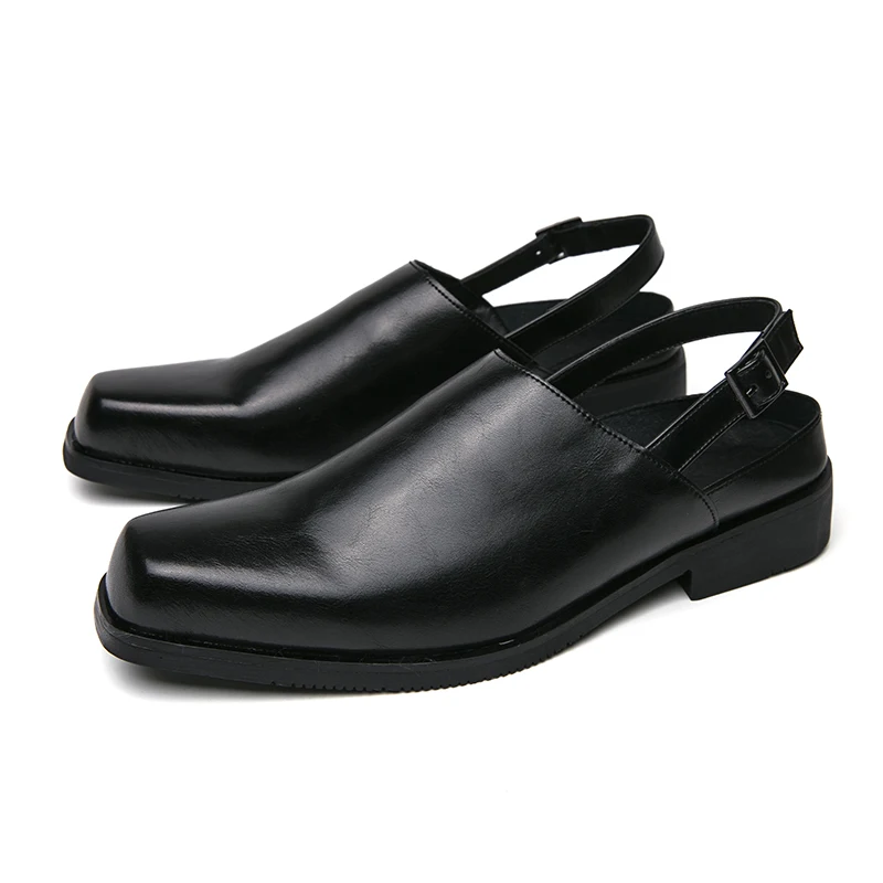 Sandalias marrones para hombre, zapatos de vestir y hebilla con correa, hechos a mano, de negocios, a la moda, talla 38-46