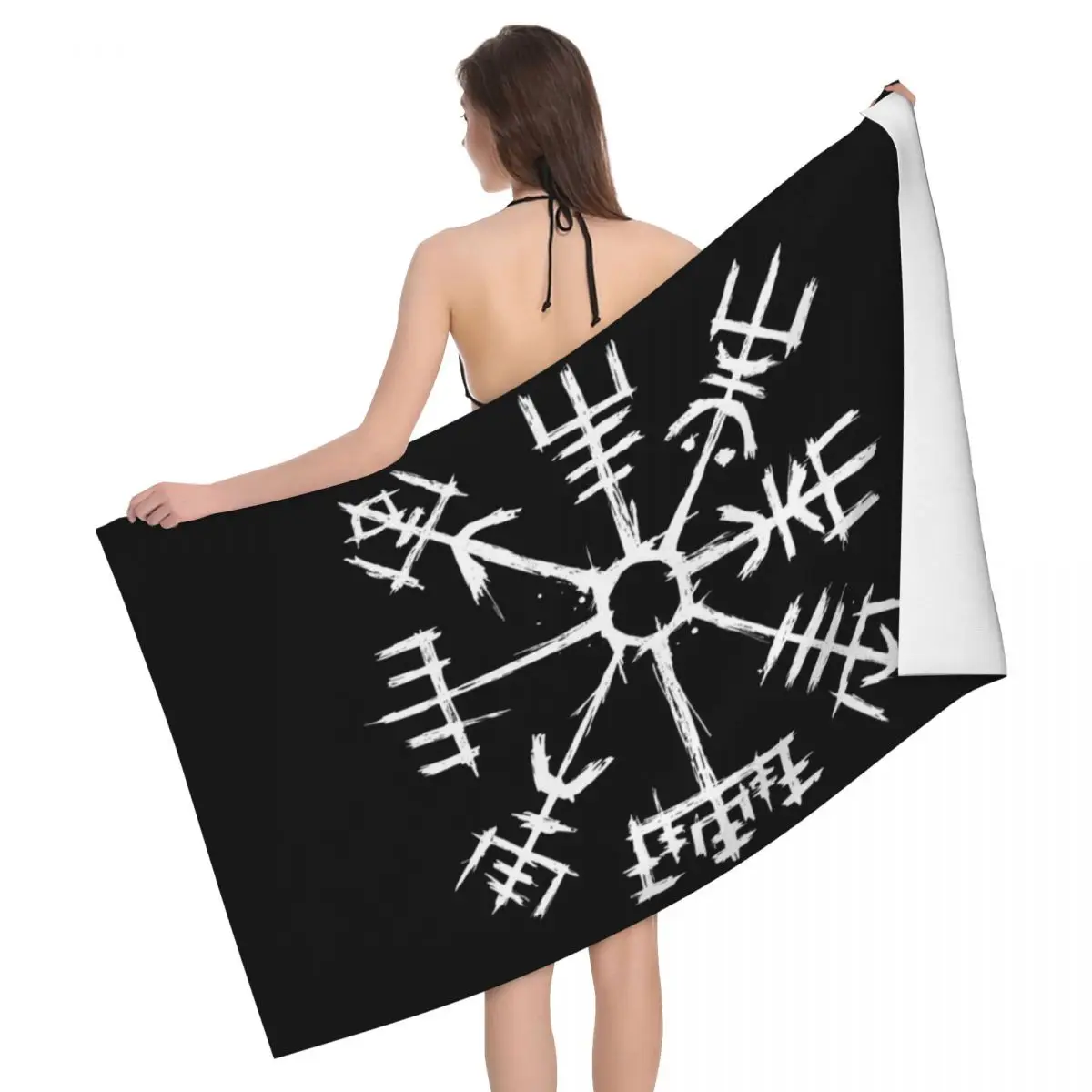 Viking Compass Vegvisir Absorbent Microfiber Bath Beach Towel Quick Drying Valhalla Norse Bathroom Yoga Towels