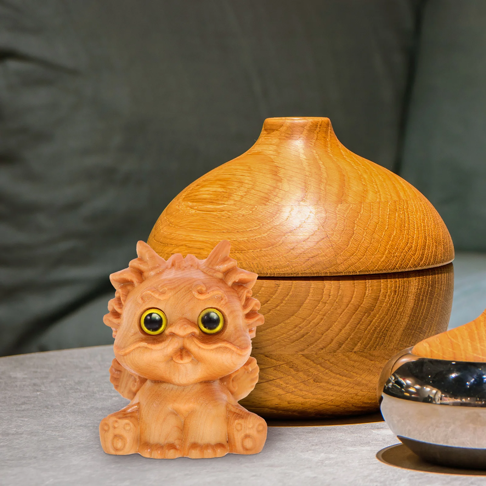 

Wooden Animal Carving Small Size Desk Home Decor Vintage Style Mini Craft Wood Decoration Table Gift Ornament