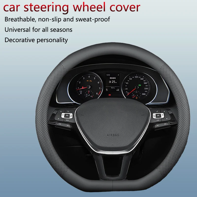 

For Car All Diameter 38 Cm 15 Inch Universal D Shape Type Steering Wheel Cover Braid Protection Shell Accessories Leather Rubber
