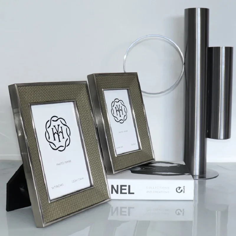 Luxurious Woven Leather Picture Frame Stylish Tabletop Display for Living Room Home Office Décor Elegant Photo Frame