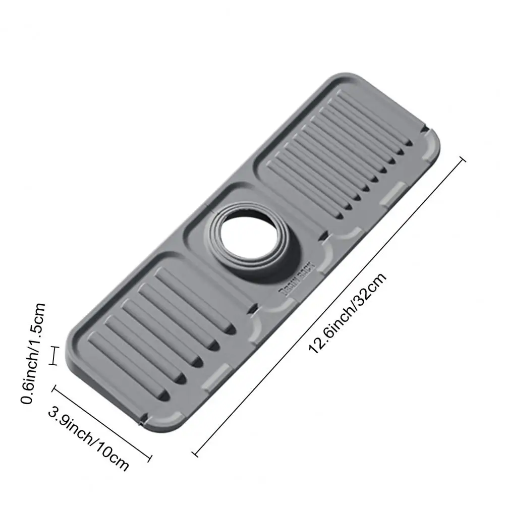 Alfombrilla de silicona para grifo, bandeja de drenaje integrada, fácil de limpiar, protector contra salpicaduras, almohadilla para grifo de fregadero de cocina y baño