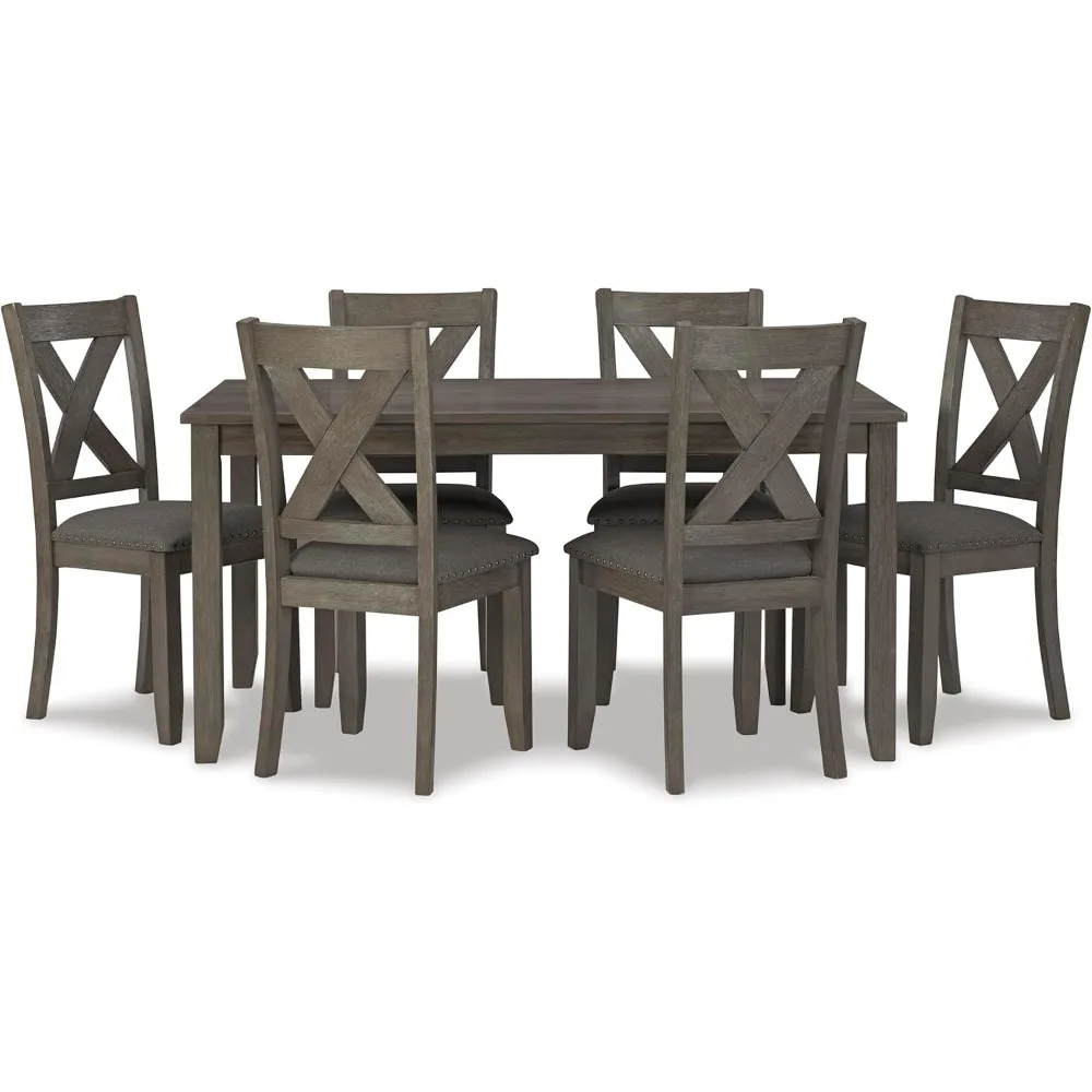 

Caitbrook Rustic 7 Piece Dining Set, Include Table and 6 Chairs, Gray