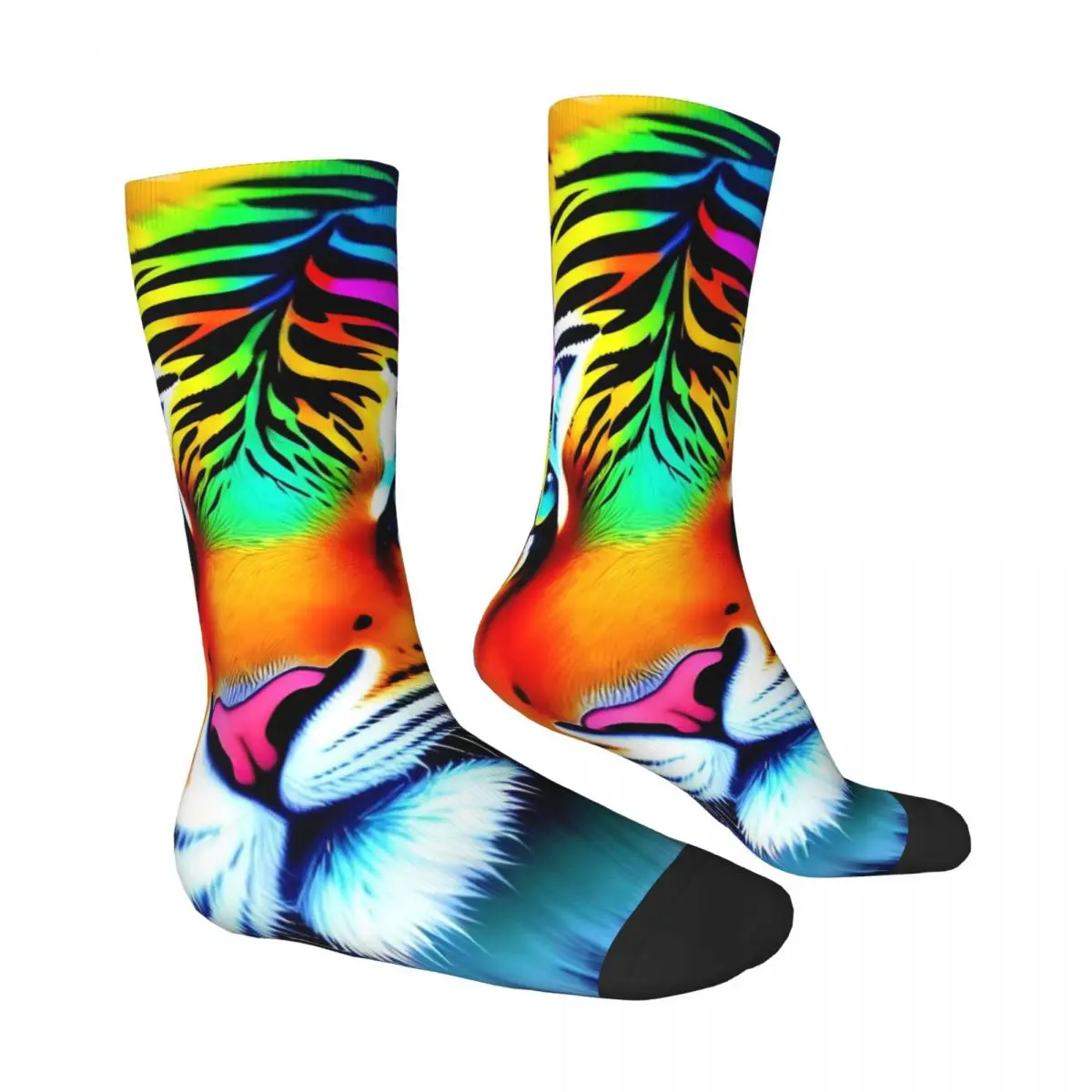 Caspian Tiger Stockings Colorful Rainbow Harajuku Socks Autumn Anti Skid Socks Women Men Running Sports Medium Soft Socks