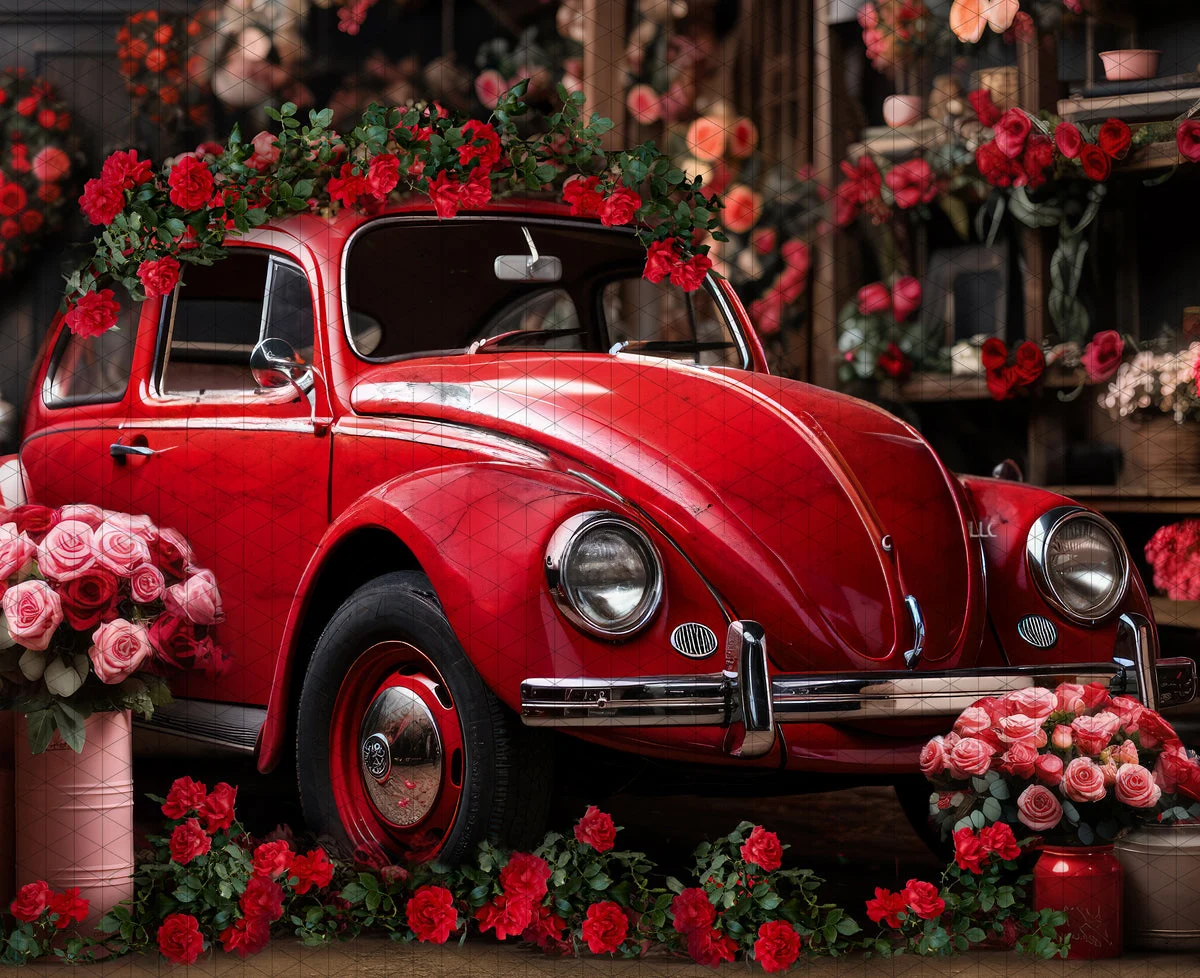 Johnson Valentines Day Love Car rose Flower backdrops High quality computer print wedding Photography Studio Backgrounds