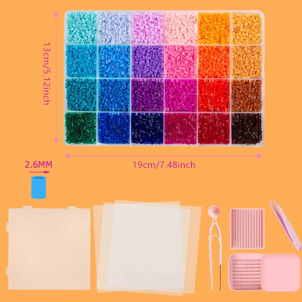 24 Colors 12000pcs Perler Beads Set Making Kit 2.6mm Hama Beads Pixel Art Puzzle for DIY 3D Puzzles Fuse Beads Handmade Gift