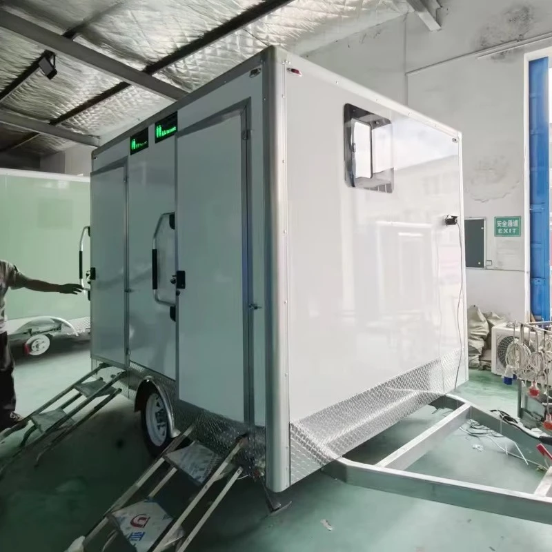 Customized Outdoor Sandwich Panel Portable Toilet Trailer Luxury Bathroom  Mobile Toilet Trailer