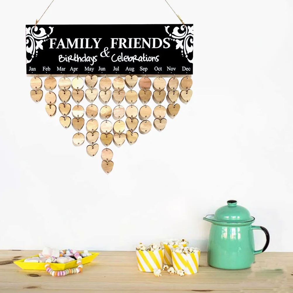 

Wooden Calendar Kit Diy Family Friends Birthday Reminder Board Wall Hanging Decoration For Home Office Mall