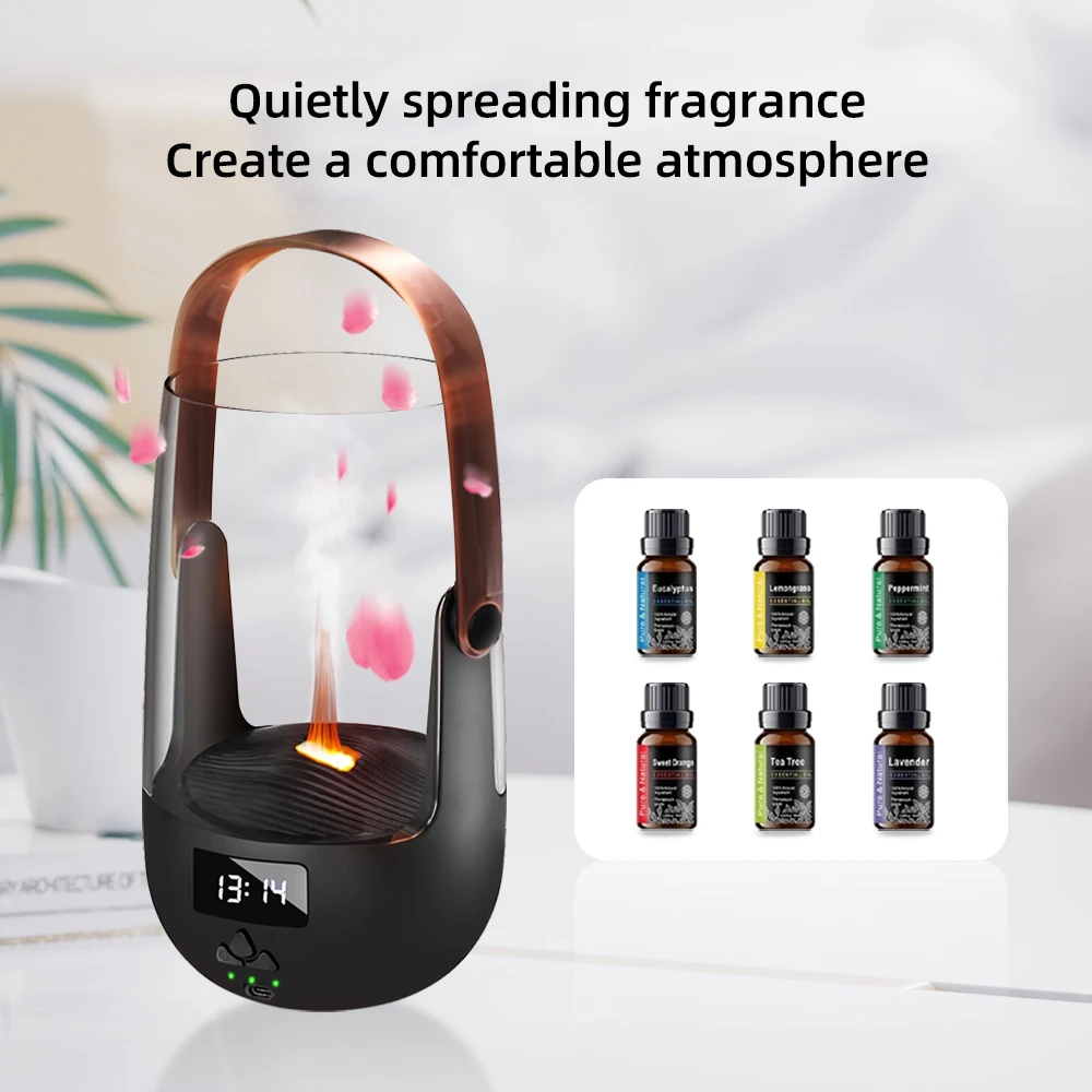 

200ML Retro Oil Diffuser Flame Effect + 3 Timers + 7-Color Lights + Auto Shut-Off | Complete Aromatherapy Kit with 6 Essential