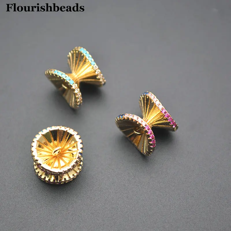 

10 шт. красочные фианиты в форме воронки с двумя петлями, подвески для ювелирных изделий, разъемы, ожерелье, браслеты, ссылка