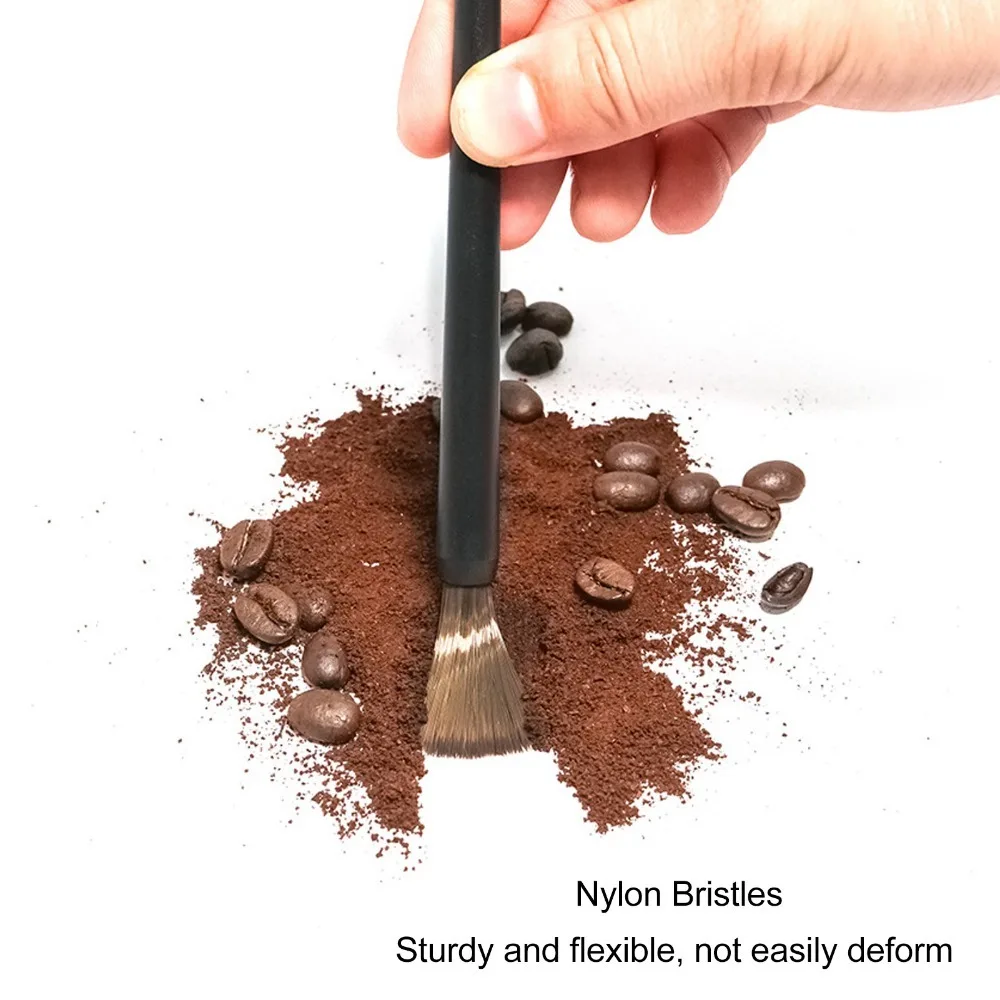 2 Pcs set Nylon Brush Coffee Grinder Cleaning Brush Black Color High Efficiency Espresso Grounds Brush Plastic Handle