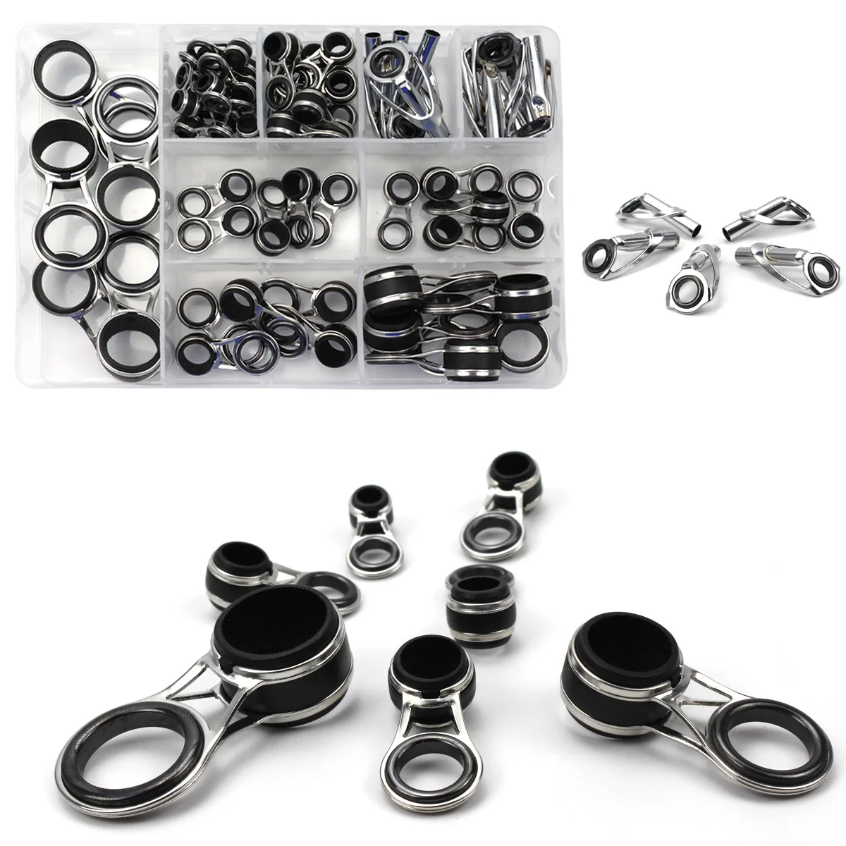 Outdoor Fishing Guide Rod Guide Rod Tip Ceramic 55 Pcs/box Guide Ring Set