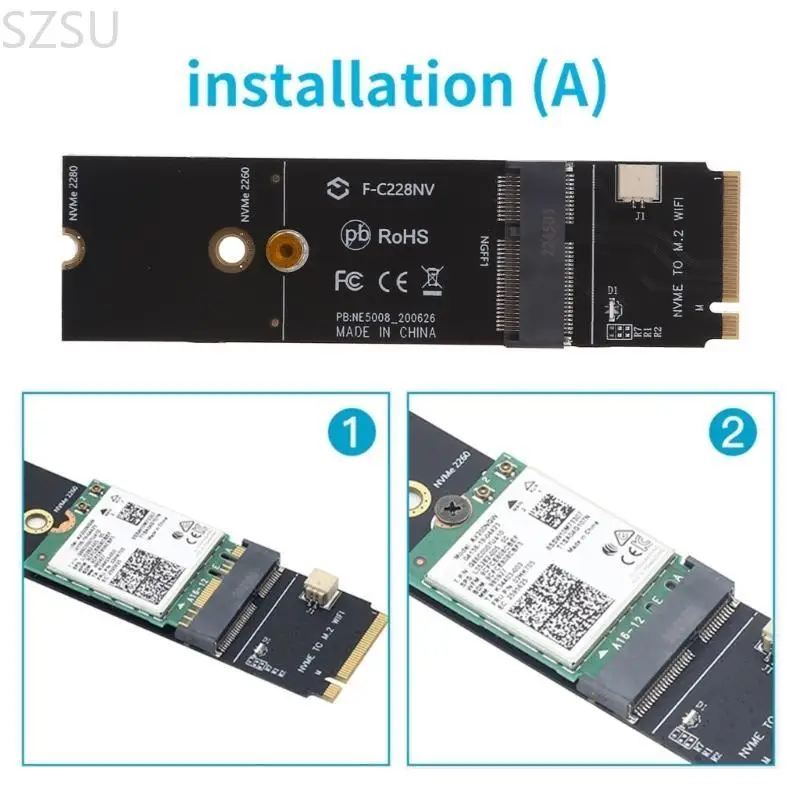

SZSU WIFI Беспроводная сетевая карта Слот для ключей M.2 A + E к слоту для ключей M.2 Bluetooth-адаптер