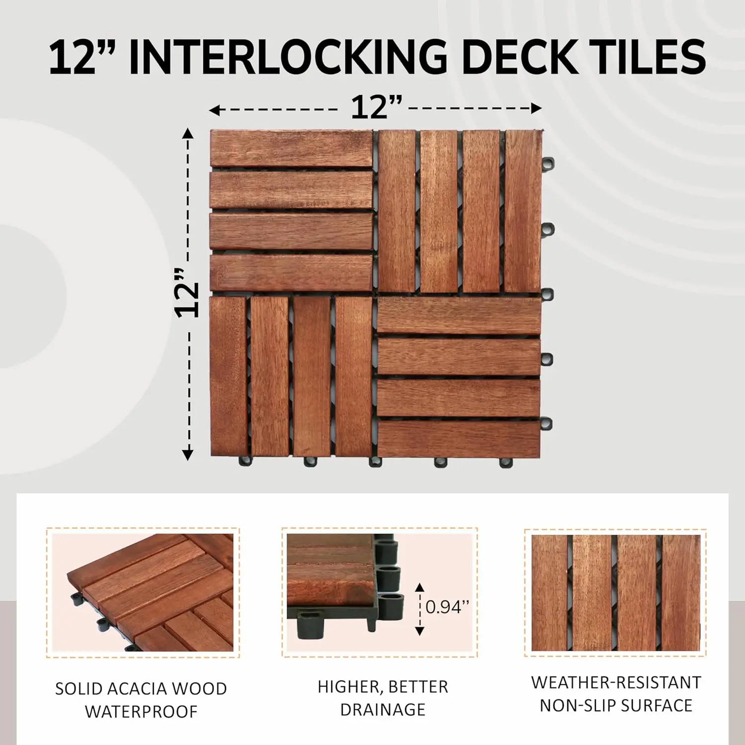 10Pcs Interlocking Deck Tiles 12