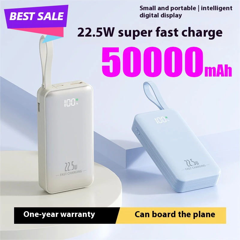 50000mAh 22.5W High Capacity Power Bank Powerbank Portable Battery Charger For iPhone Samsung HUAWEI Xiaomi OPPO Fast Charging