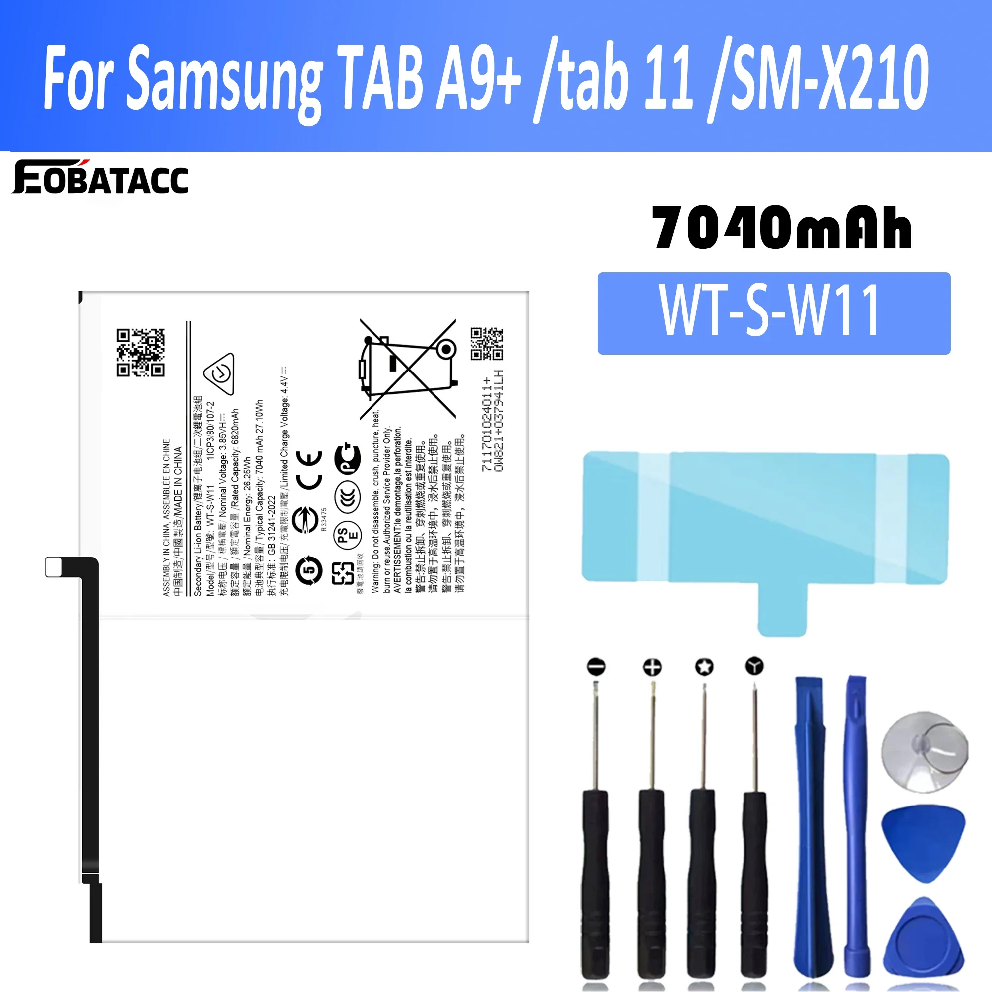 EOTABACC New 100% High Quality WT-S-W11 Battery For Samsung TAB A9+ 11 SM-X210 Mobile Phone Bateria+ Free Tools