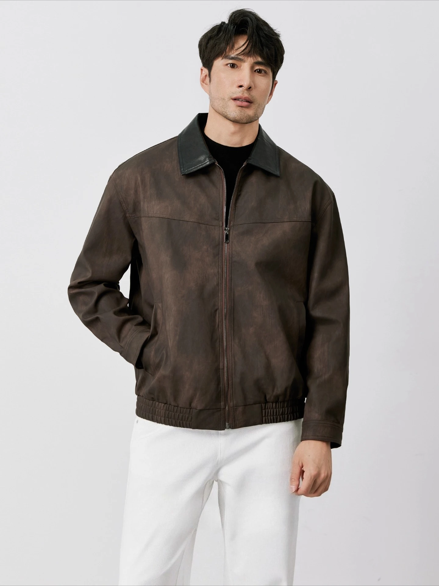 Autumn New Men's Top Jacket, American Retro Fashion Casual Short Motorcycle Lapel Jacket Jacket