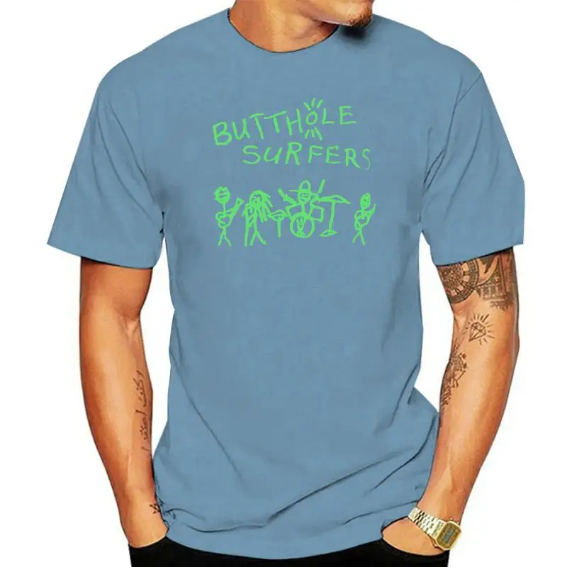 BUTTHOLE SURFERS CARTOON SHIRT BACKPRINT gibby haynes melvins viny killdozer cd T-Shirt Casual Short Sleeve For Men Clothing