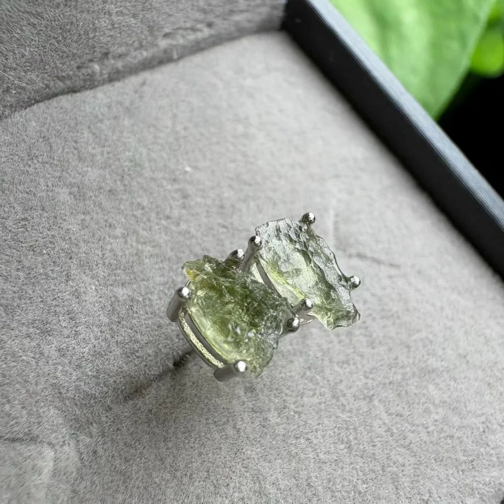 S925 Sterling Silver Natural Czech Meteorite Earrings Fashion Elegant Jewelry Crystal Women's Birthday Gift Mature Charm