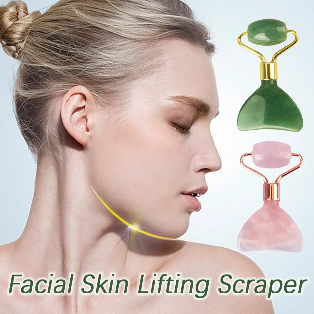 Massagem Facial Roller Board, cabeças duplas, pedra de jade, corpo de relaxamento, Face Lift, beleza fina, Neck Lift, pele emagrecedora, W0E1