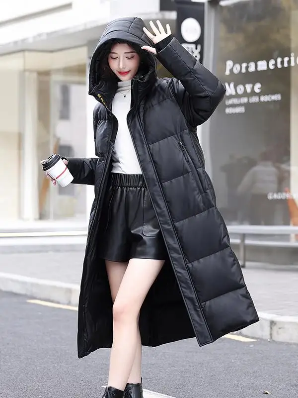 2024 nueva llegada de invierno de las mujeres de longitud media de piel de oveja abajo Jaet Thiened largo Sve cierre de cremallera abrigo de piel suelto