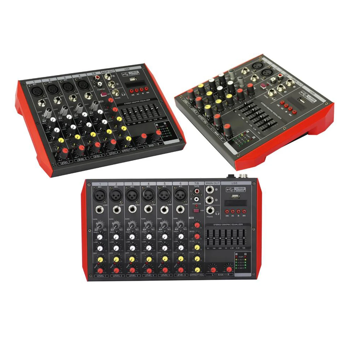 MG Series 4 6 8 Microphone Input Audio Mixer Bluetooth Stereo Mixing Console 7-Brand EQ 48V USB Function