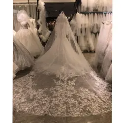 Kisswhite customized Lace long bridal veils one layer 3x3.5 meters 2024 wedding veils veu de noiva Lace bridal veils accessoires