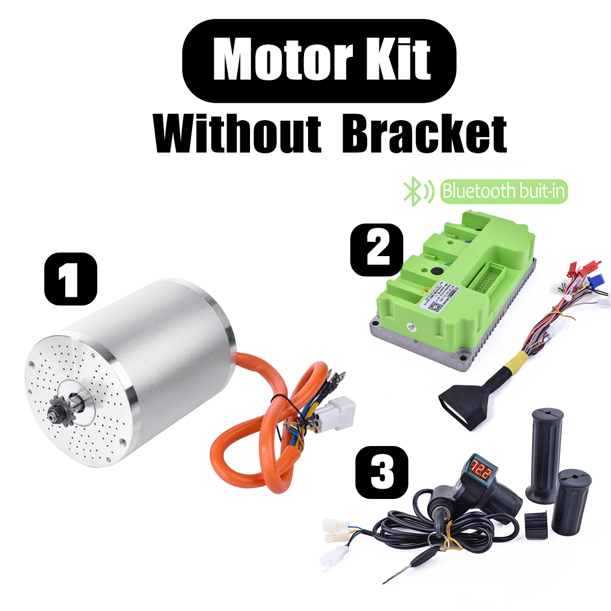 72 V 3000 W Borstelloze Motor Kit Max 6700 RPM Temperatuur Sensing Elektrische DC Motor met 80A 72 V Fardrive Controller voor Go Kart - afbeelding 1