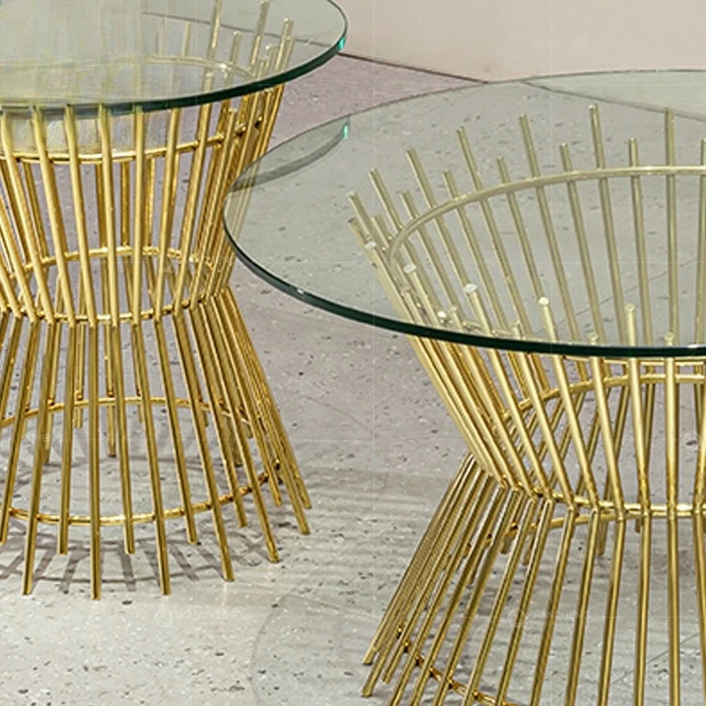 Manufacturer wholesale Italian light luxury round coffee table living room small apartment designer high-footed glass co
