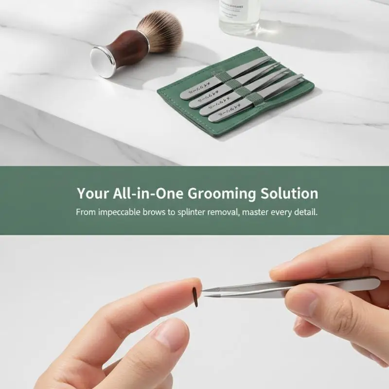 4Pcs Precision Eyebrow Tweezer Set High Quality Stainless Steel for Eyebrow Shaping Splinter Removal Home Beauty Grooming - view 5