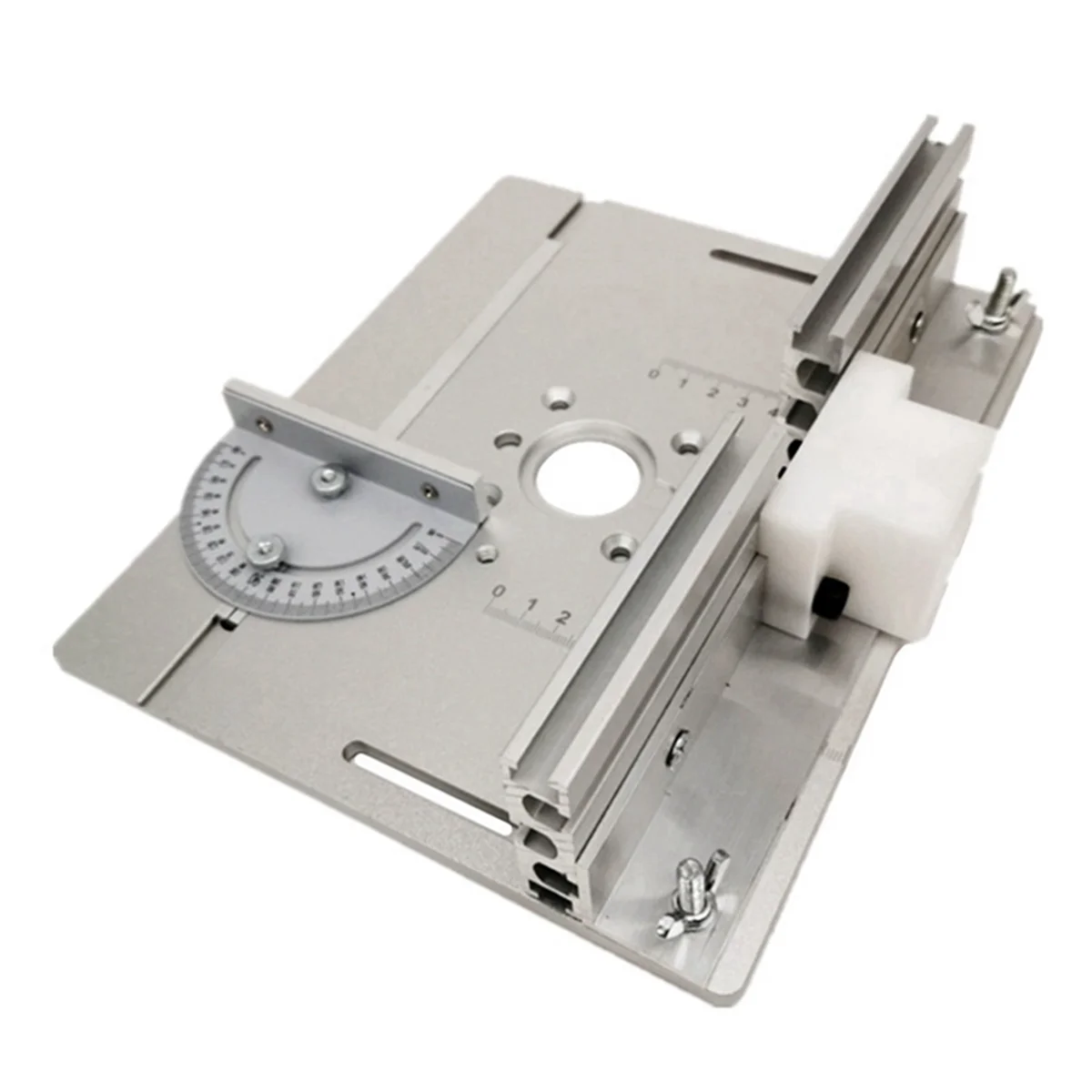 Router Table Insert Plate Miter Gauge for Woodworking Table Saw Multifunctional Trimmer Engraving Machine-Silver