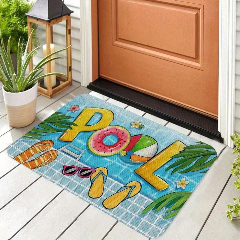 VIKAMA Alfombra lavable antideslizante y resistente a las manchas para fiestas en la piscina de verano, para entrada, patio, interior, exterior, decoración del hogar
