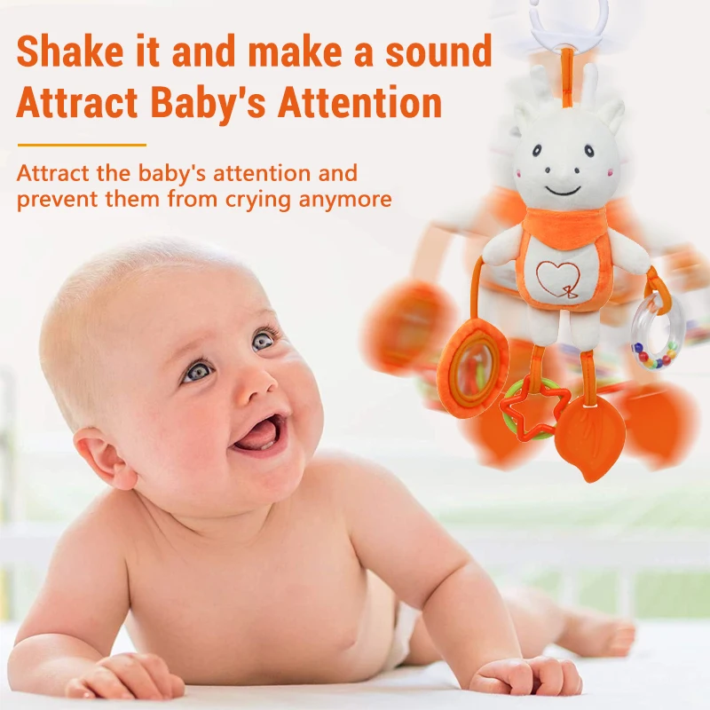 Jouets sensoriels suspendus pour nouveau-né, hochets en peluche douce, carillon éolien, mobile pour poussette et berceau, clochette de lit, jouet de dentition pour le développement précoce, cadeau ﻿
