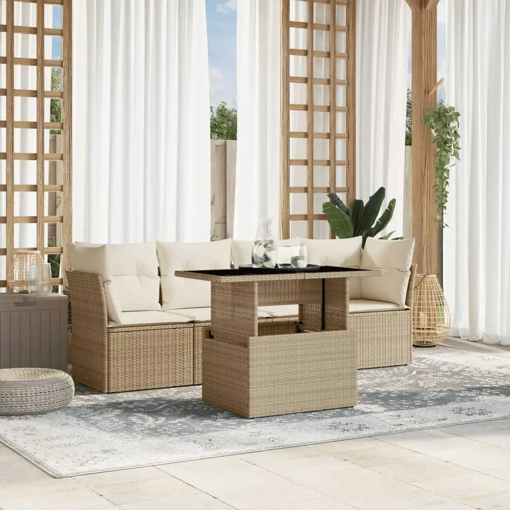 

Beige Garden Sofa Set Outdoor Furniture Comfortable Cushion Seating for Patio Balcony Living Room