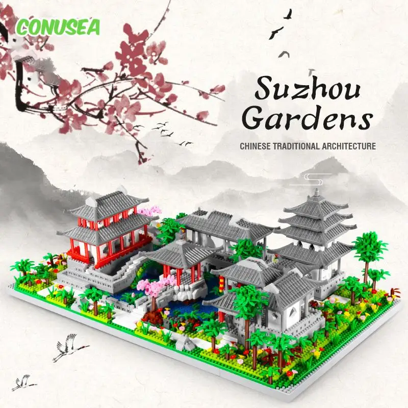 

Chinese Architecture Suzhou Garden Building Blocks 3900+Pcs Mini Bricks Traditional Style House Assembled Bricks Christmas Gifts