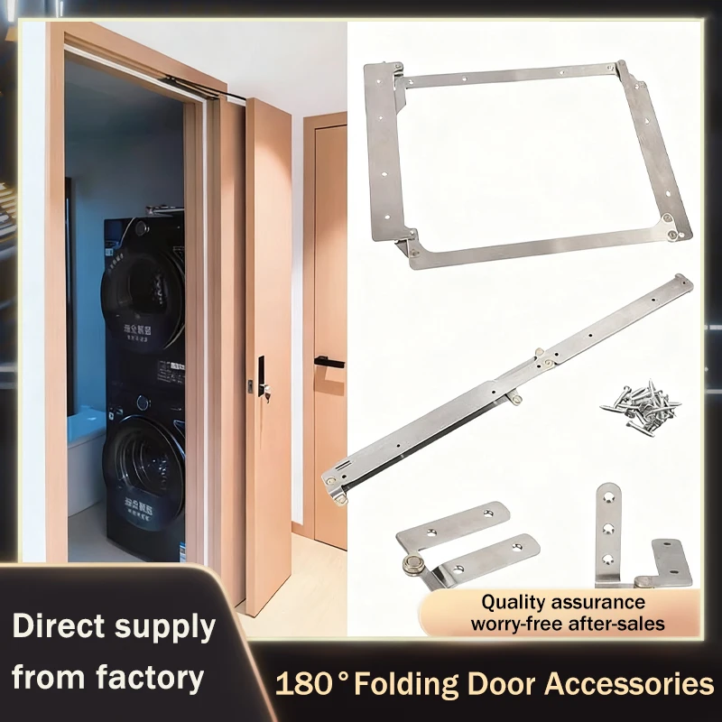 

Summit 180° No Bottom Track Stainless Steel Folding Door Hardware Kit Space Saving Hinge Easy Installation For Bathroom Bedroom