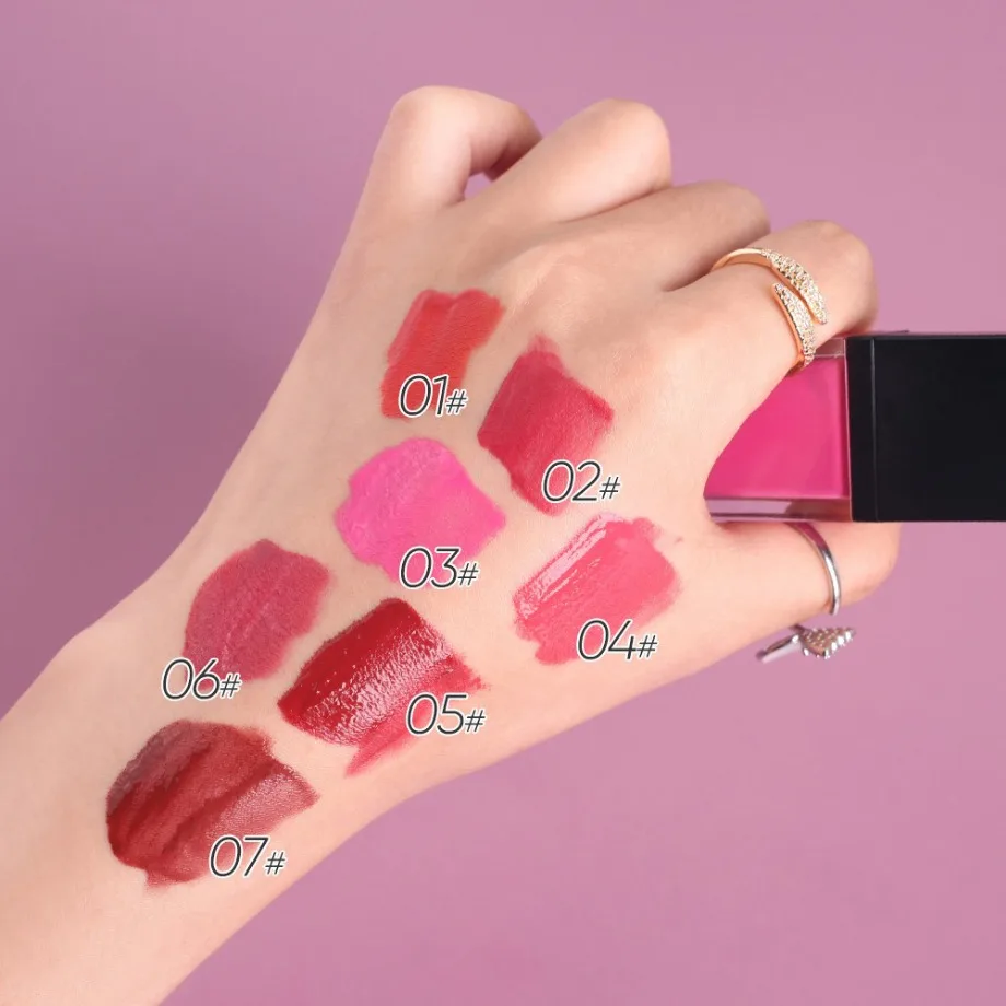 Marca própria maquiagem por atacado vegana 7 cores tampa preta blush líquido rosto contorno bochecha matiz blush logotipo personalizado